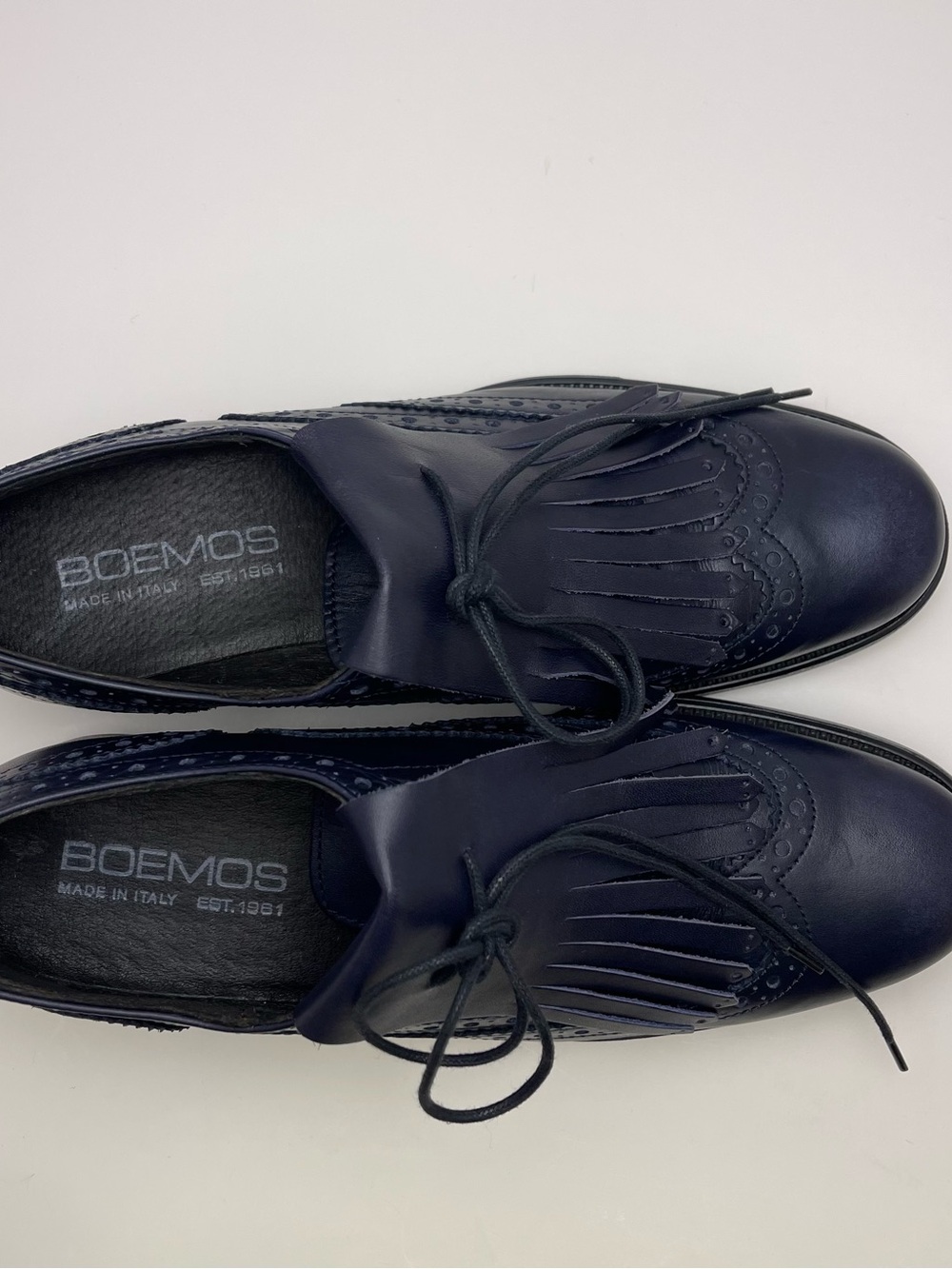 Boemos Women’s Indigo Leather Fringe Kiltie Brogue Wingtip Oxford Lace-Up EU38 - Picture 14 of 16